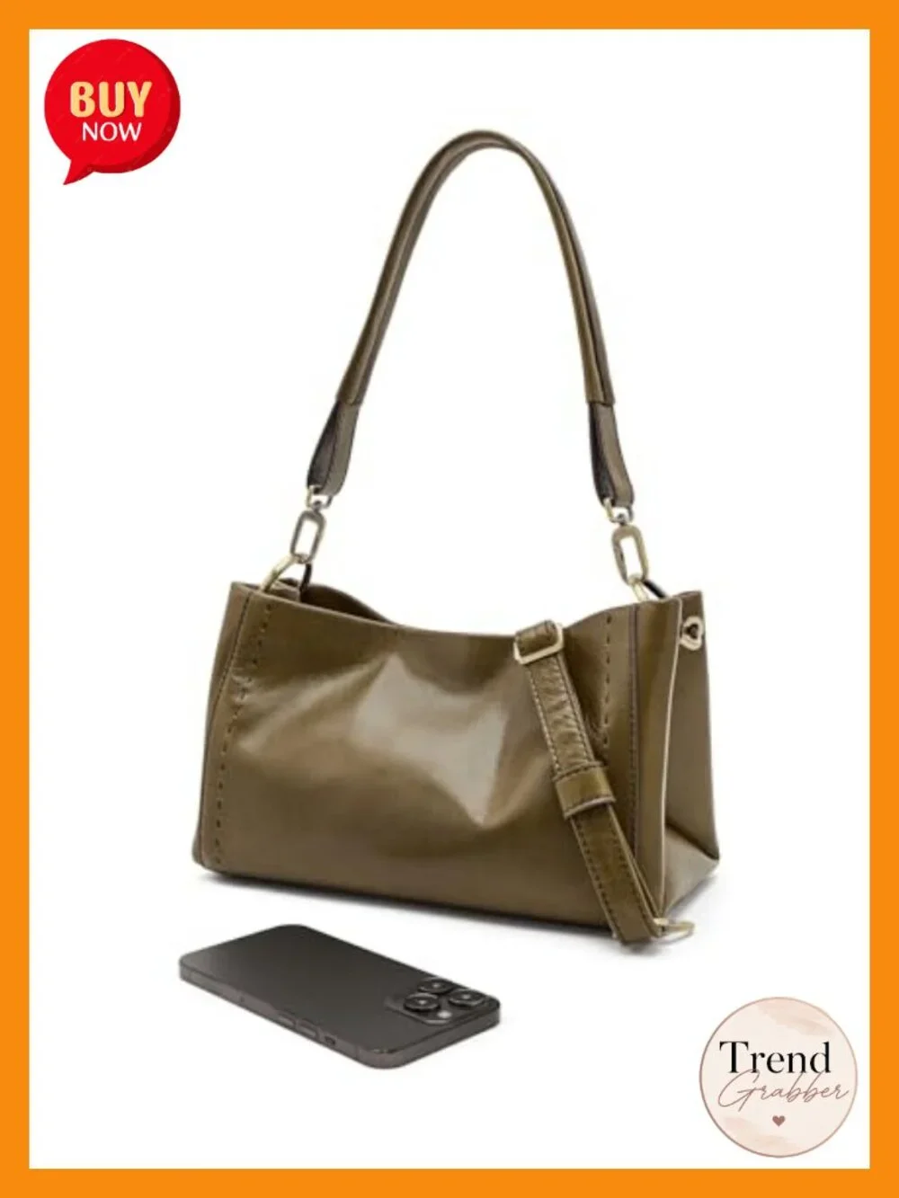 Leather Hobo Shoulder Crossbody Bag with Pockets